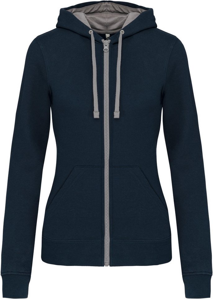 Kariban Kapuzensweatjacke DAMEN-KAPUZENSWEATSHIRT BICOLOR mit Reißverschluss von Kariban