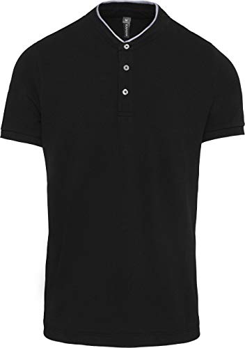 Kariban Kurzarm-Polohemd für Herren mit Maokragen - Black/Oxford Grey, L, Herren von Kariban