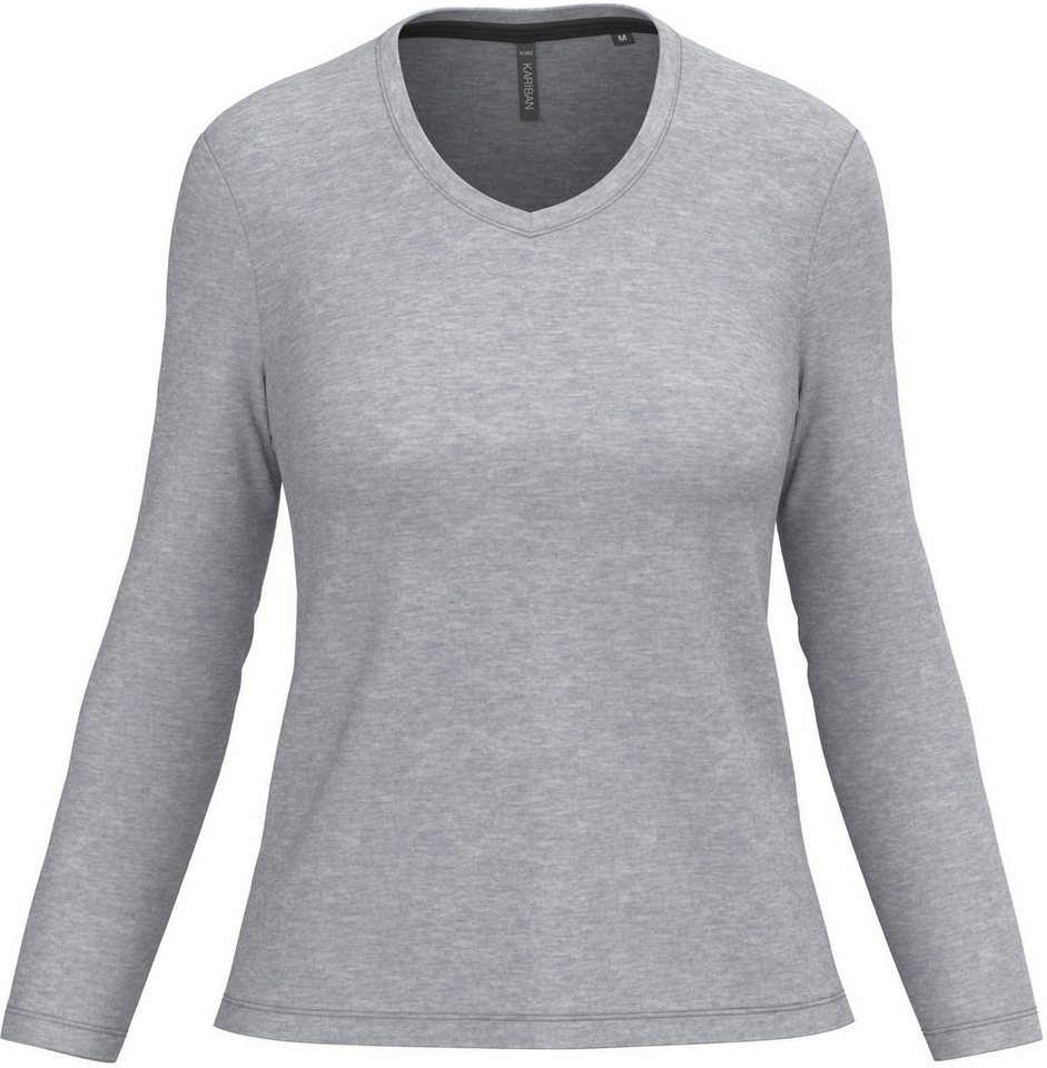 Kariban Langarmshirt Damen Langarmshirt Ladies' long sleeve V-neck T-shirt von Kariban