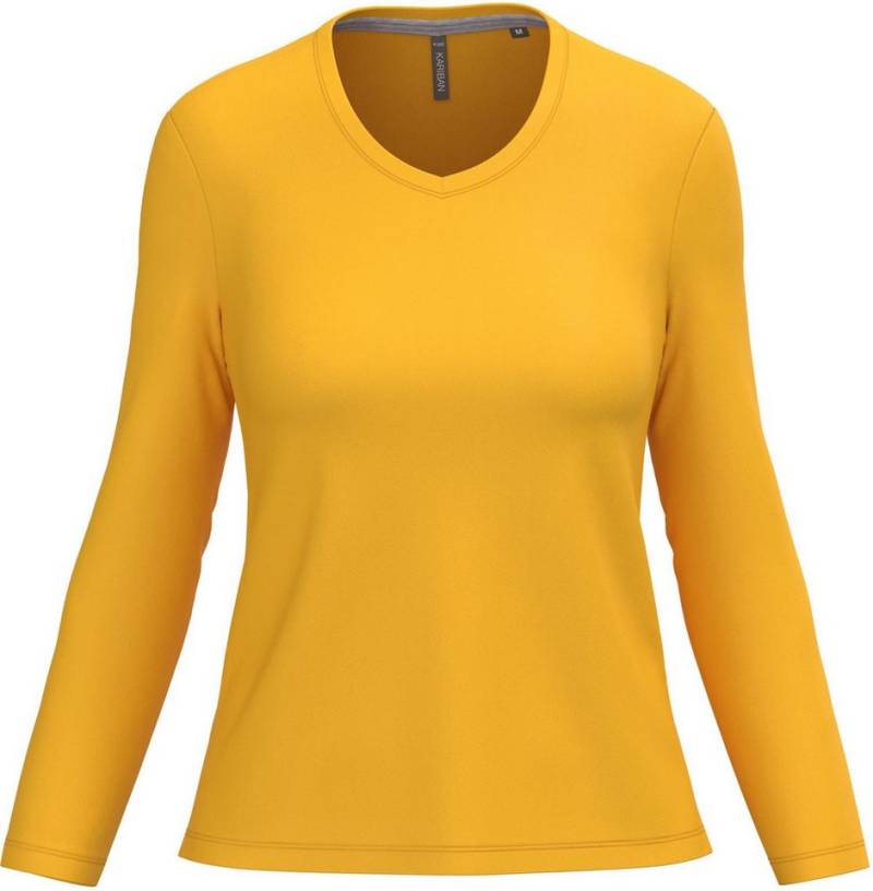 Kariban Langarmshirt Damen Langarmshirt Ladies' long sleeve V-neck T-shirt von Kariban
