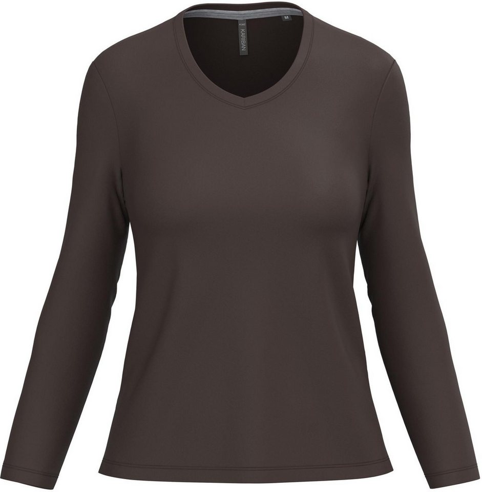 Kariban Langarmshirt Damen Langarmshirt Ladies' long sleeve V-neck T-shirt von Kariban