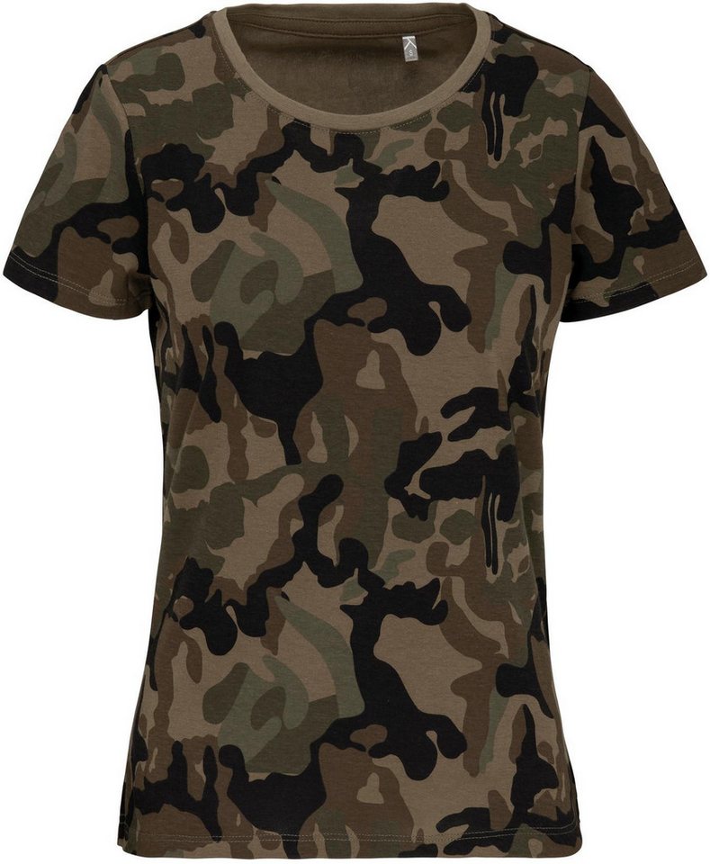 Kariban Print-Shirt Damen-T-Shirt Camo mit kurzen Ärmeln von Kariban