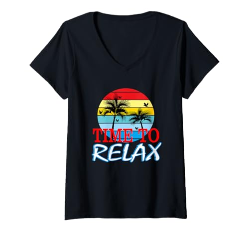 Damen Malle Party Outfit Urlaub Accessoires Malle Accessoires T-Shirt mit V-Ausschnitt Damen Malle Party Outfit Urlaub Accessoires Malle Accessoires T-Shirt mit V-Ausschnitt von Karibik party outfit Ibiza Karibik accessoires