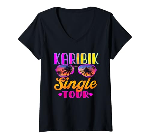 Damen Karibik kostüm Karibik Party Outfit Karibik Accessoires T-Shirt mit V-Ausschnitt Damen Karibik kostüm Karibik Party Outfit Karibik Accessoires T-Shirt mit V-Ausschnitt von Karibik urlaub zubehör Outfit für karibik party