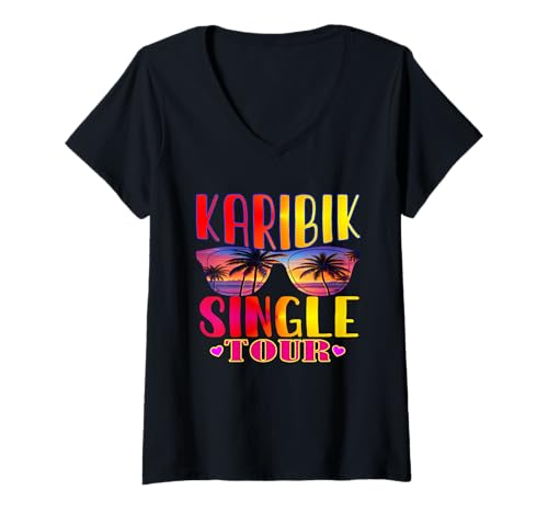 Damen Karibik kostüm Karibik Party Outfit Karibik Accessoires T-Shirt mit V-Ausschnitt Damen Karibik kostüm Karibik Party Outfit Karibik Accessoires T-Shirt mit V-Ausschnitt von Karibik urlaub zubehör Outfit für karibik party