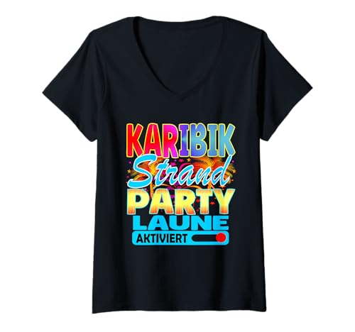 Damen Karibik kostüm Karibik Party Outfit Karibik Accessoires T-Shirt mit V-Ausschnitt Damen Karibik kostüm Karibik Party Outfit Karibik Accessoires T-Shirt mit V-Ausschnitt von Karibik urlaub zubehör Outfit für karibik party