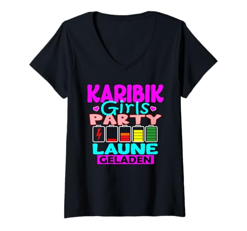 Damen Karibik kostüm Karibik Party Outfit Karibik Accessoires T-Shirt mit V-Ausschnitt Damen Karibik kostüm Karibik Party Outfit Karibik Accessoires T-Shirt mit V-Ausschnitt von Karibik urlaub zubehör Outfit für karibik party