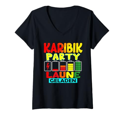 Damen Karibik kostüm Karibik Party Outfit Karibik Accessoires T-Shirt mit V-Ausschnitt von Karibik urlaub zubehör Outfit für karibik party