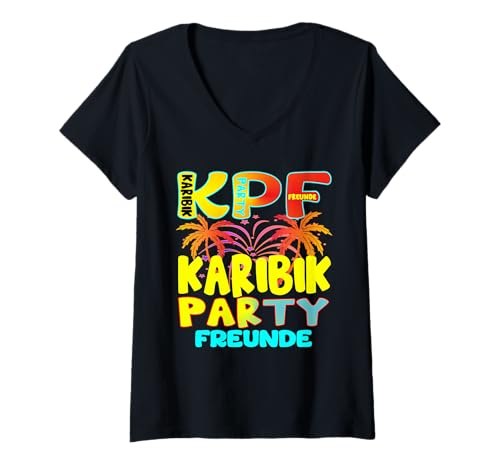 Damen Karibik kostüm Karibik Party Outfit Karibik Accessoires T-Shirt mit V-Ausschnitt Damen Karibik kostüm Karibik Party Outfit Karibik Accessoires T-Shirt mit V-Ausschnitt von Karibik urlaub zubehör Outfit für karibik party