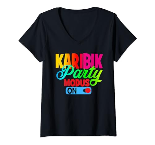 Damen Karibik kostüm Karibik party outfit Karibik accessoires T-Shirt mit V-Ausschnitt Damen Karibik kostüm Karibik party outfit Karibik accessoires T-Shirt mit V-Ausschnitt von Karibik urlaub zubehör Outfit für karibik party