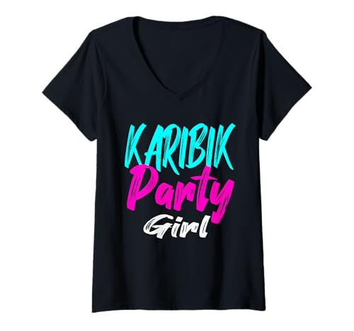 Damen Karibik kostüm Karibik party outfit Karibik accessoires T-Shirt mit V-Ausschnitt Damen Karibik kostüm Karibik party outfit Karibik accessoires T-Shirt mit V-Ausschnitt von Karibik urlaub zubehör Outfit für karibik party