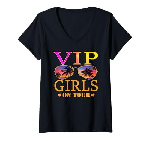 Damen VIP Karibik kostüm Karibik Party Outfit Karibik Accessoires T-Shirt mit V-Ausschnitt Damen VIP Karibik kostüm Karibik Party Outfit Karibik Accessoires T-Shirt mit V-Ausschnitt von Karibik urlaub zubehör Outfit für karibik party