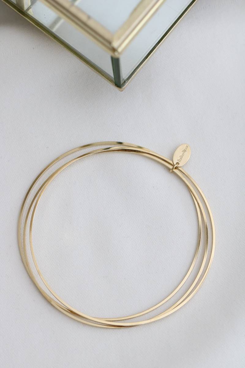Thin Modern Dainty 3 Bangle Bracelet Elsa - Stacking Bracelets Handmade Gold Plated Delicate von Kariboobijoux