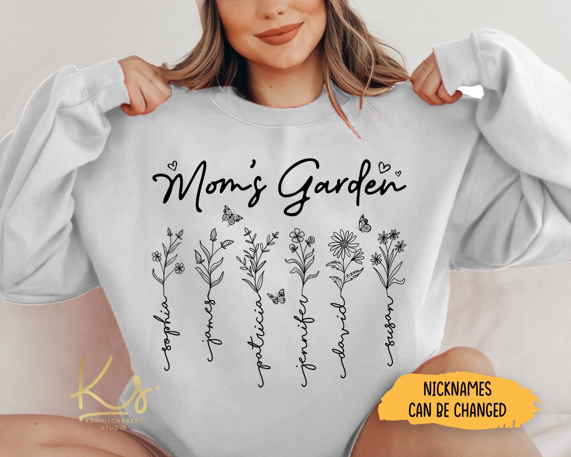 Personalisierte Mama Garten Sweatshirt, Benutzerdefinierte Geburt Monat Blumen Weihnachtsgeschenk Für von KarinSchubertStudio