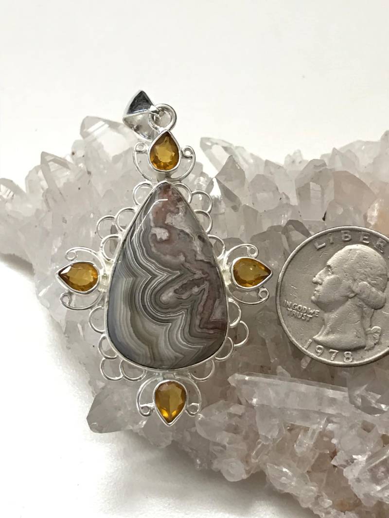 Clearance Crazy Lace Achat Und Gelbe Kristall Anhänger von KarinsForgottenTreas