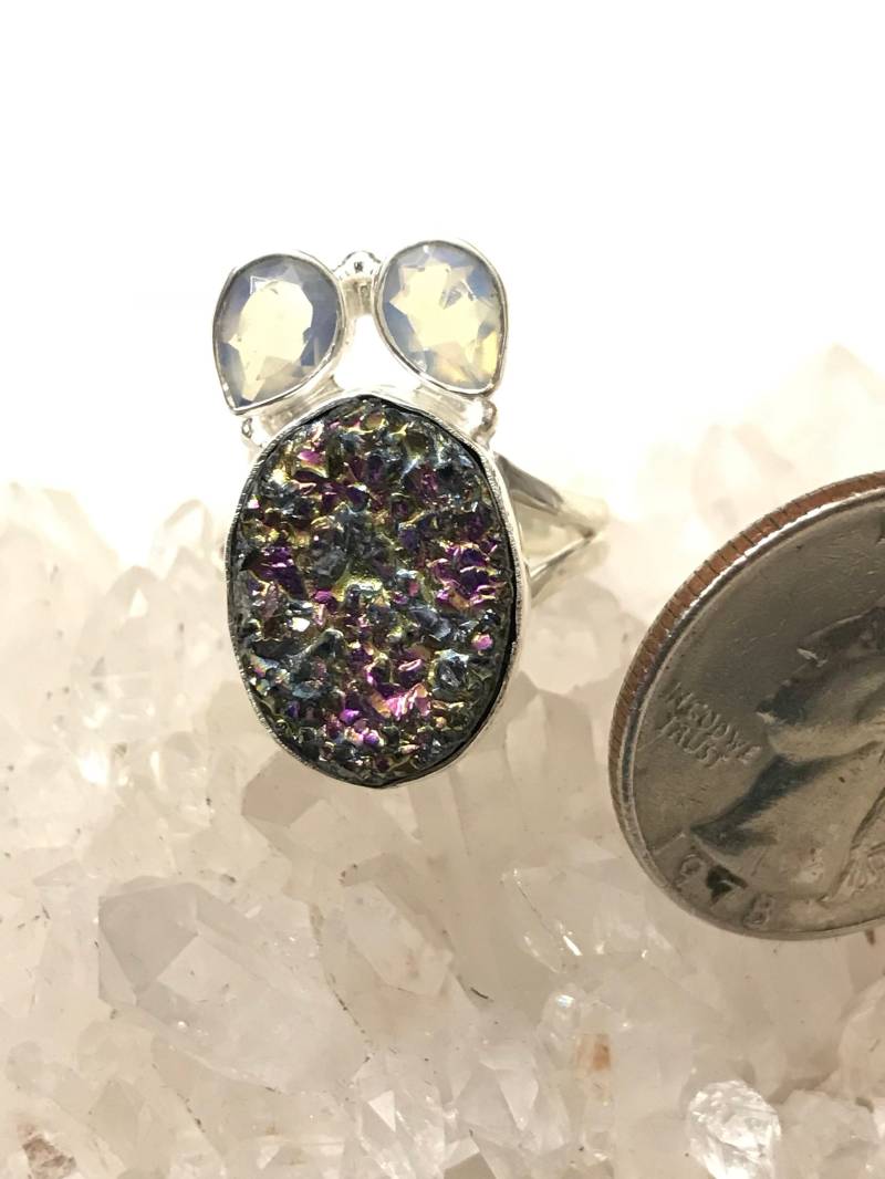 Clearance Druzy Und Opalith Ring, Größe 7 1/2 von KarinsForgottenTreas