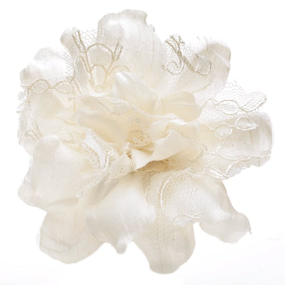 Karin Es Garden 4" Seide & Spitze Blumen Pin Brosche Haarspange Made in The Usa von KarinsGarden