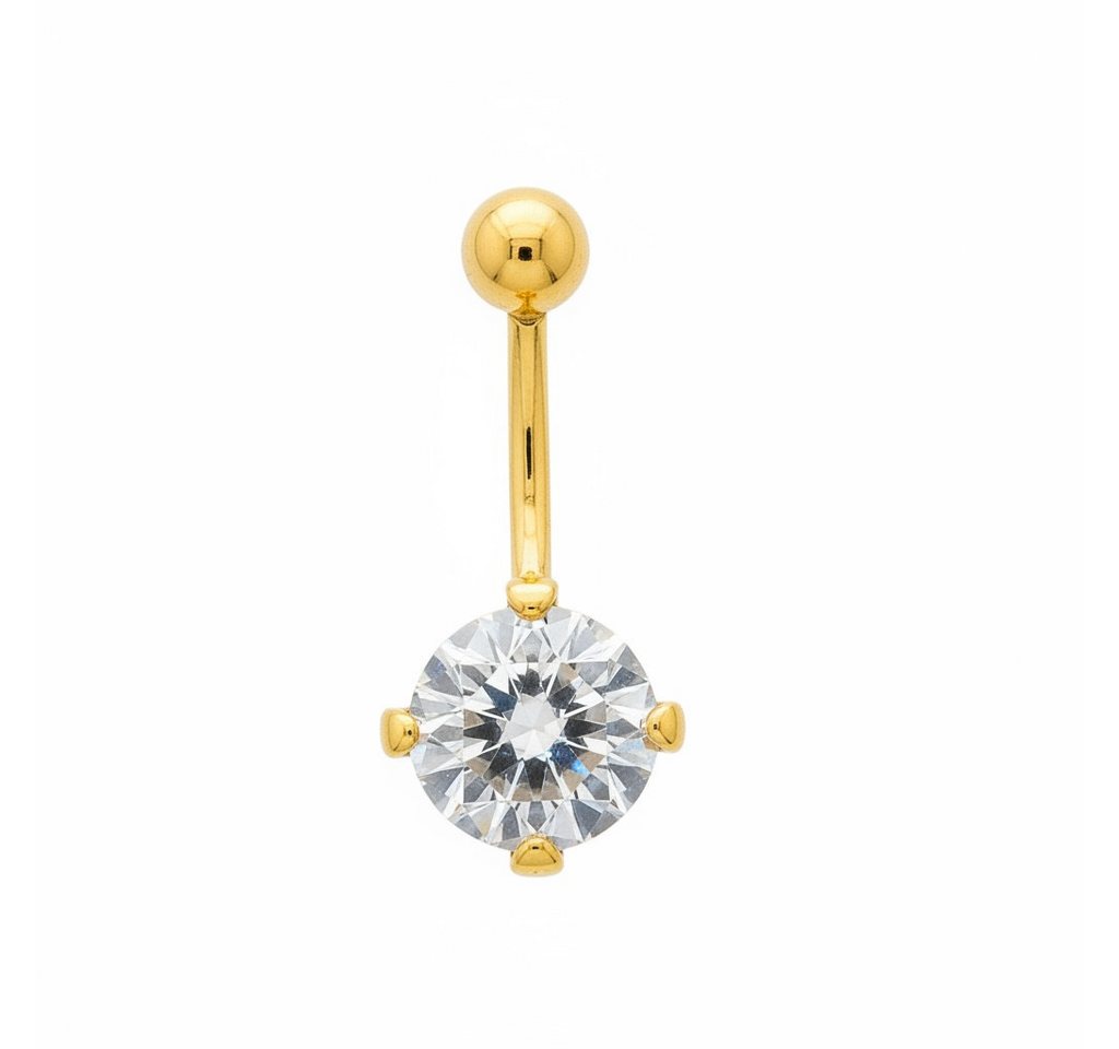 Karisma Schmuck Bauchnabelpiercing Damen Echt Gold 585/14 Karat Bananabell Nabelstecker Gelbgold BG14K204 von Karisma Schmuck