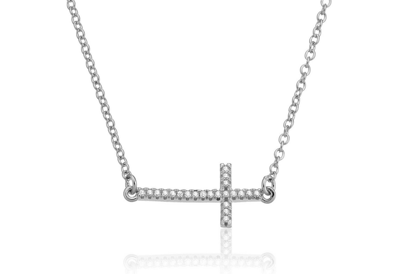 Karisma Schmuck Collierkettchen Damen Silber 925 Kreuz Zrikonia Collier Kette mit Verlängerung 5cm von Karisma Schmuck