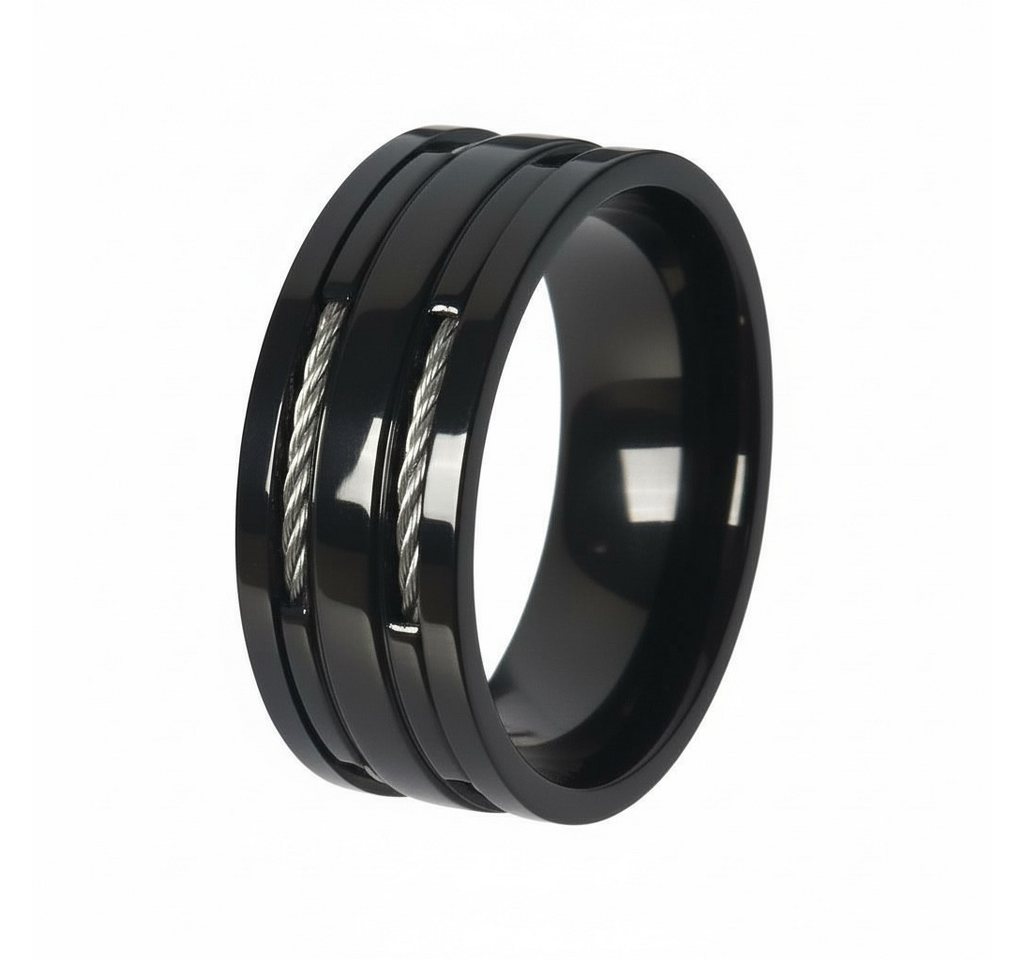 Karisma Schmuck Fingerring Männer Edelstahl 316L Black PVD Herrenring Draht Glänzend RSS510 von Karisma Schmuck