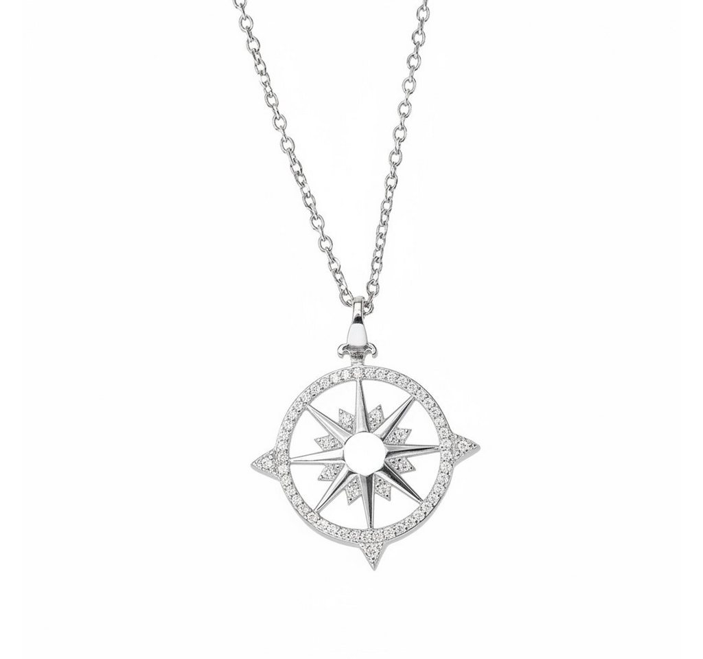 Karisma Schmuck Kettenanhänger Damen Silber 925 Anhänger Anker Rad Zrikonia Collier, Kette mit Verlängerung 5cm - Silber Rhodiniert von Karisma Schmuck