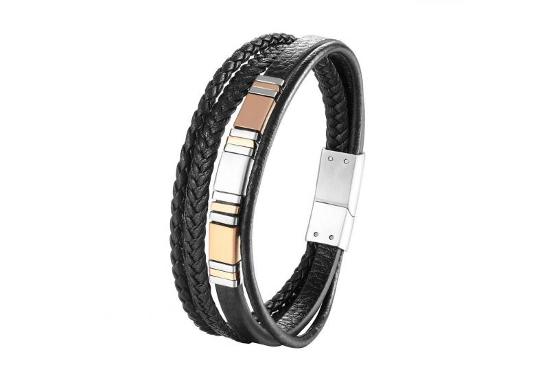 Karisma Schmuck Lederarmband Männer Viereihiges Lederarmband mit Edelstahl Elementen, Länge 21cm BLQ247 von Karisma Schmuck