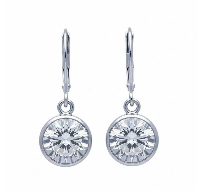 Karisma Schmuck Paar Ohrhänger Damen Silber 925 Ohrringe Ohrhänger Zirkonia 10mm, Steine Klipverschluss von Karisma Schmuck