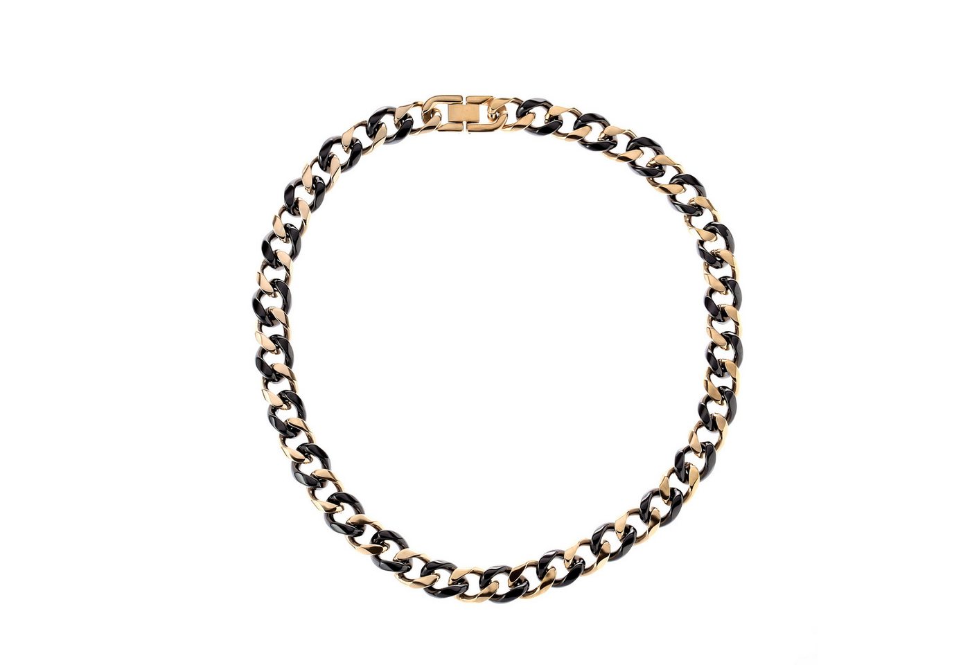 Karisma Schmuck Panzerkette Damen Rosé Gold Edelstahl 316 L Panzer Kette - Schwarze Keramik, Glieder Breite 12mm - N1060 von Karisma Schmuck