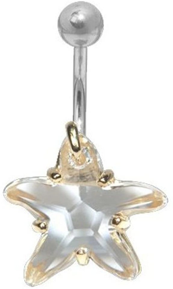 Karisma Bauchnabelpiercing Bauchnabel Silber Piercing Seestern Starfish Mit Kristall Elements, - Weiss von Karisma