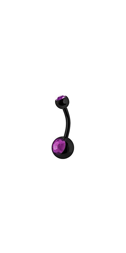 Karisma Bauchnabelpiercing Black Titan G23 Bauchnabel Piercing Banana mit Kristall Elements, 5+8mm Steine Amethyst - 10.0 Millimeter von Karisma