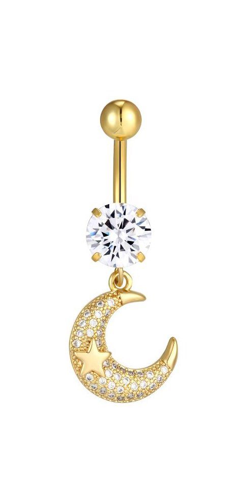 Karisma Bauchnabelpiercing Edelstahl 316 L Anhänger Vergoldet Halbmond Stern Zirkonia HB365 Karisma Bauchnabelpiercing Edelstahl 316 L Anhänger Vergoldet Halbmond Stern Zirkonia HB365 von Karisma