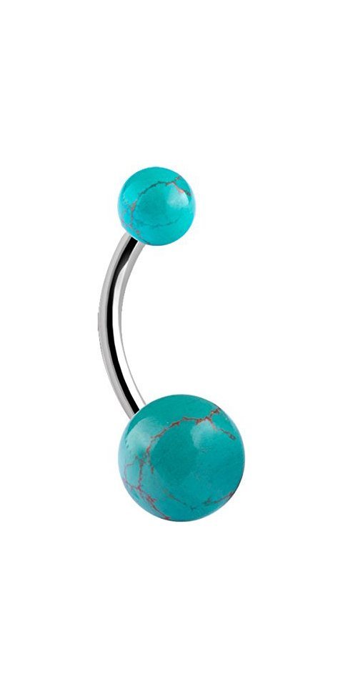 Karisma Bauchnabelpiercing Edelstahl 316L Bauchnabel Piercing Double Created Gems 5/8mm Kugeln, - Turquoise - 10.0 Millimeter von Karisma