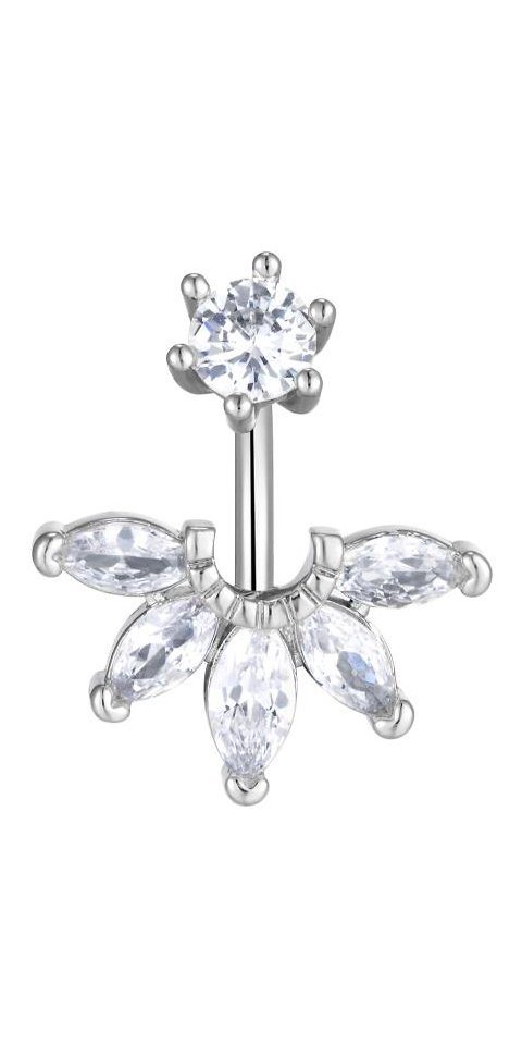 Karisma Bauchnabelpiercing Edelstahl 316L Double Jewelled Halbe Blume Zirkonia HB358 von Karisma