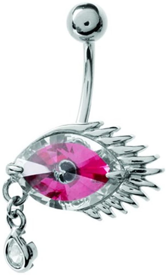 Karisma Bauchnabelpiercing Karisma Bauchnabel Piercing 316L Edelstahl - Zirkonia Auge Stein - Pink und Weiss von Karisma