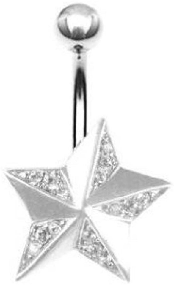 Karisma Bauchnabelpiercing Karisma Bauchnabel Silber 925 Piercing Tattoo Stern, Mit Kristall Elements - SBB42 Weiss von Karisma