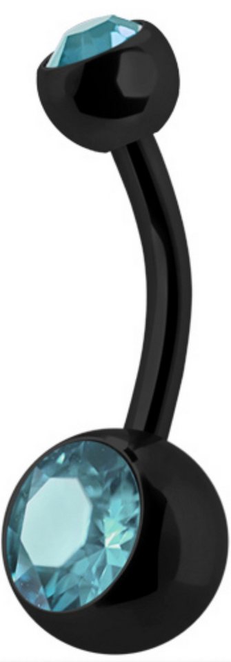 Karisma Bauchnabelpiercing Karisma Black Titan G23 Bauchnabel Piercing Banana, mit Kristall Elements 5+8mm Steine Aqua - 8.0 Millimeter von Karisma