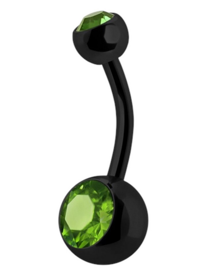 Karisma Bauchnabelpiercing Karisma Black Titan G23 Bauchnabel Piercing Banana mit, Kristall Elements 5+8mm Steine Peridot - 6.0 Millimeter von Karisma