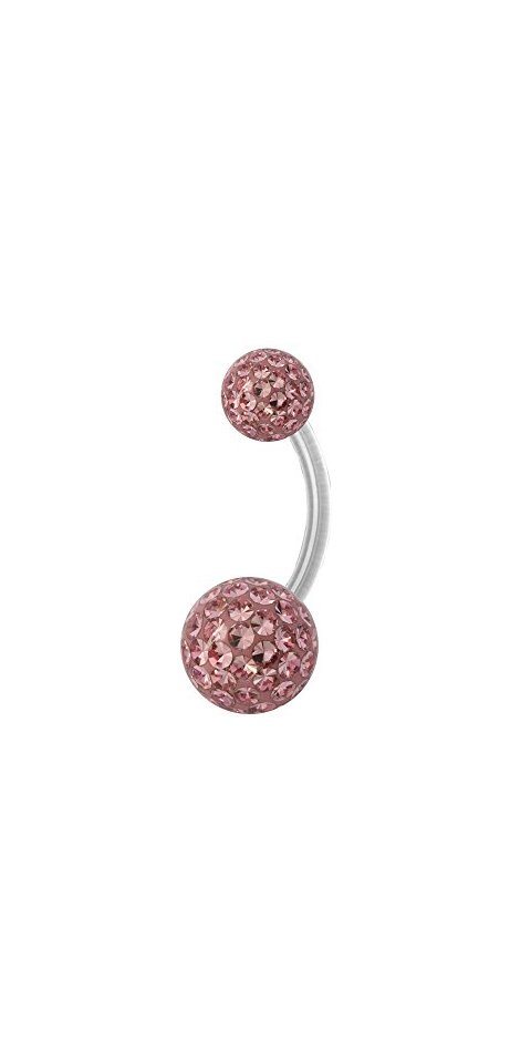 Karisma Bauchnabelpiercing Karisma Edelstahl 316 L Bauchnabel Piercing Sealed mit Kristall Elements 5/8mm Epoxyharz Kugeln Leicht Rosa - 10.0 Millimeter von Karisma