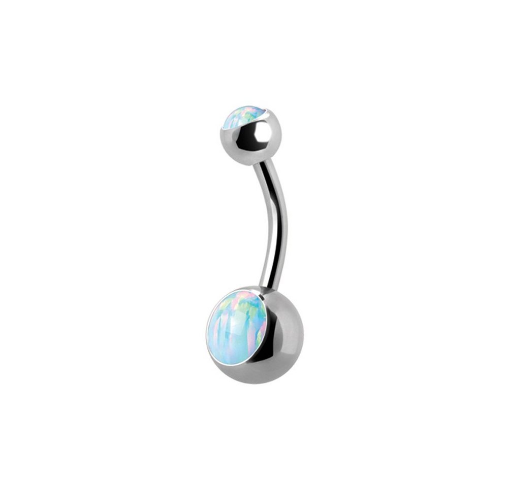 Karisma Bauchnabelpiercing Karisma Titan G23 Nabel Stecker Bananabell Opal Weiss 5/8mm Kugeln, - Länge 10mm von Karisma