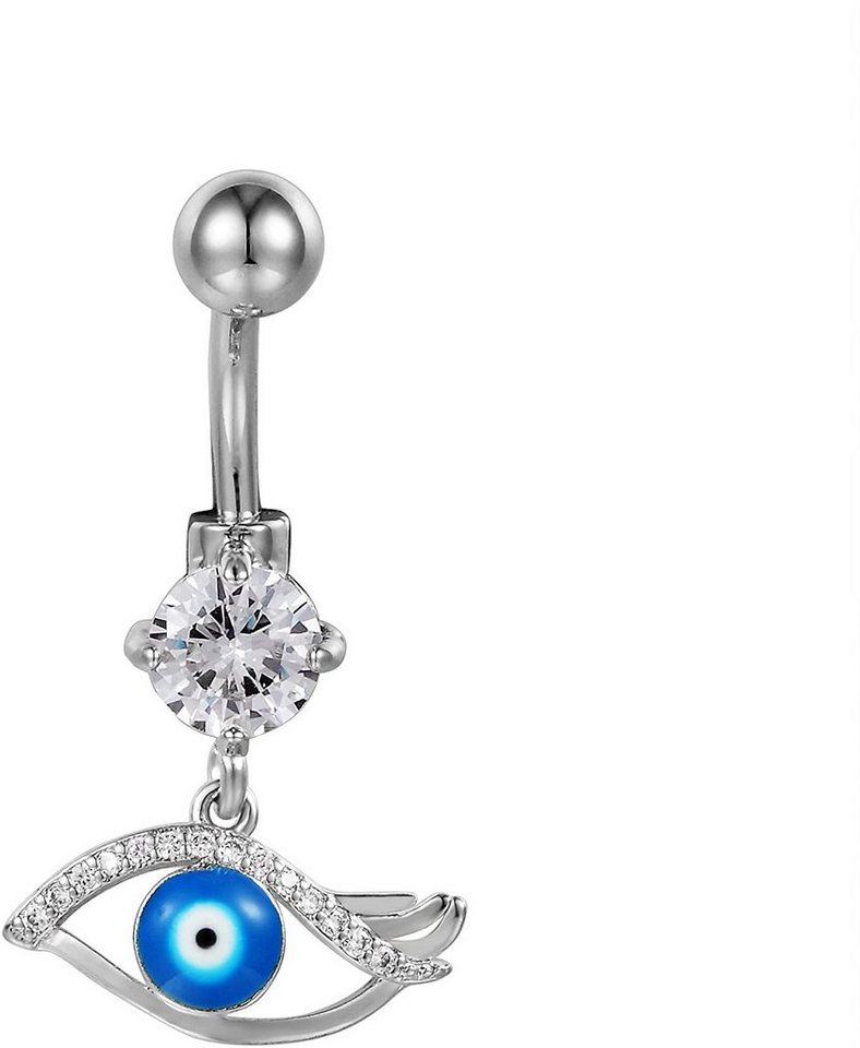 Karisma Bauchnabelpiercing Karisma Edelstahl Bauchnabelpiercing Anhänger Böses Auge Hamsa Banana Zirkonia - HB142 - Silber von Karisma