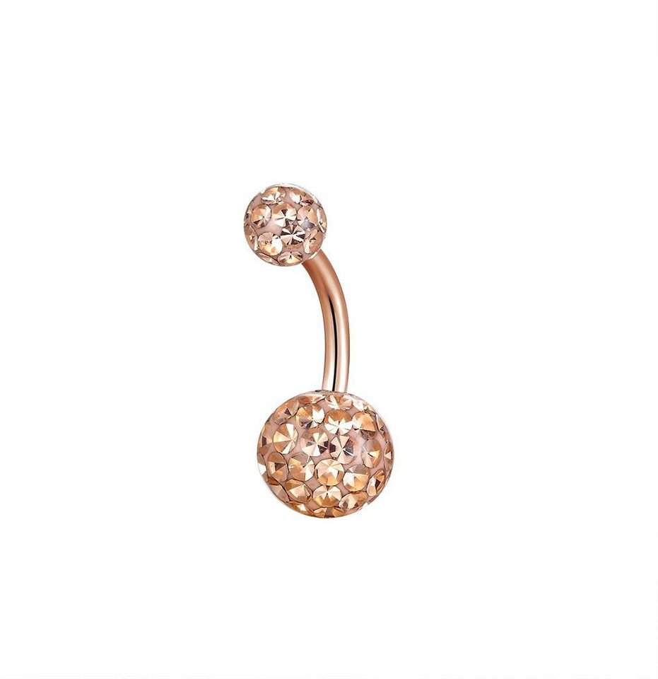 Karisma Bauchnabelpiercing Karisma Roségold Titan G23 Bauchnabelpiercing Sealed mit Kristall Elements 5/8mm Leicht Pfirsich Kugeln Epoxyharz.HB176 - Länge 10mm von Karisma