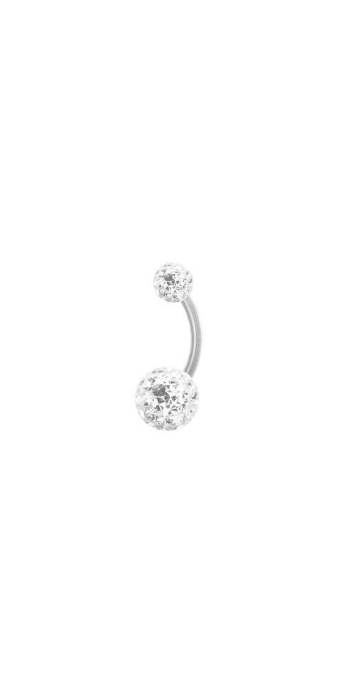 Karisma Bauchnabelpiercing Karisma Transparent Bioplast Nabel Piercing Mit Kristall Elements 5/8mm Kugeln Epoxydharz-Schicht Weiss - 10.0 Millimeter von Karisma