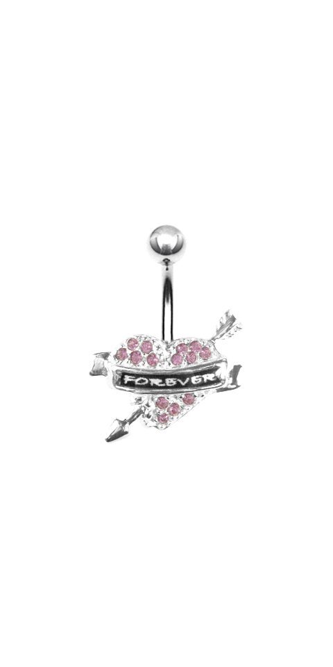 Karisma Bauchnabelpiercing Nabel Bananabell Silber 925 Piercing Herz Forever, mit Kristall Elements von Karisma