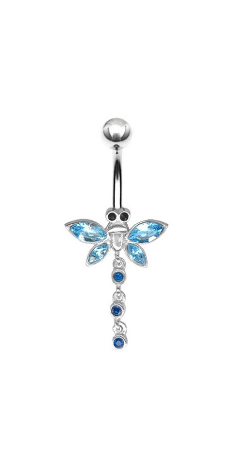 Karisma Bauchnabelpiercing Nabel Silber 925 Bananabell Dragon Schmetterling Mit Kristall Elements von Karisma