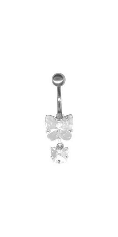 Karisma Bauchnabelpiercing Nabel Silber 925 Piercing 2 Schmetterling mit Kristall Elements von Karisma