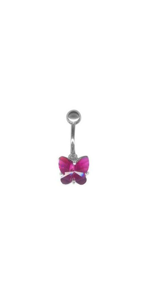 Karisma Bauchnabelpiercing Nabel Silber 925 Piercing Schmetterling Mit Kristall Elements SBF104 von Karisma