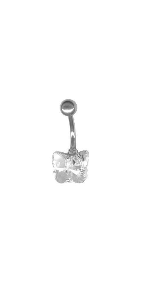 Karisma Bauchnabelpiercing Nabel Silber 925 Piercing Schmetterling Mit Kristall Elements SBF104 von Karisma