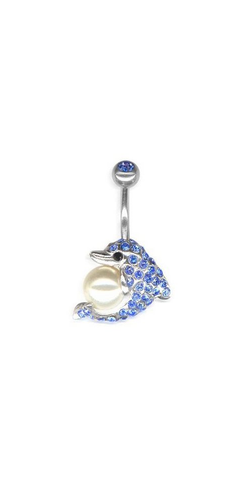 Karisma Bauchnabelpiercing Nabepiercing Silber 925 Stecker Bananabell Delfin Perle, Mit Kristall Elements von Karisma