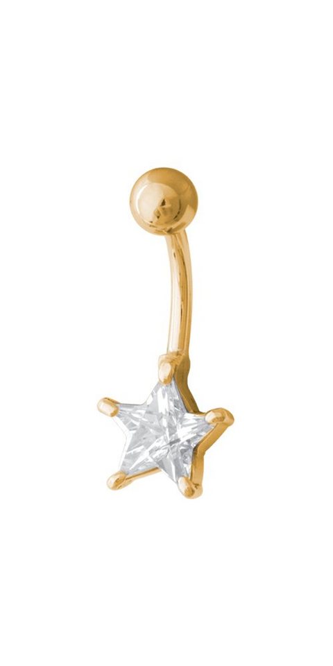 Karisma Bauchnabelpiercing PVD Gold Bauchnabel Stahl - Piercing Prong Set Zirkonia Stein Stern - BG-BBZ-ST08.Weiss von Karisma
