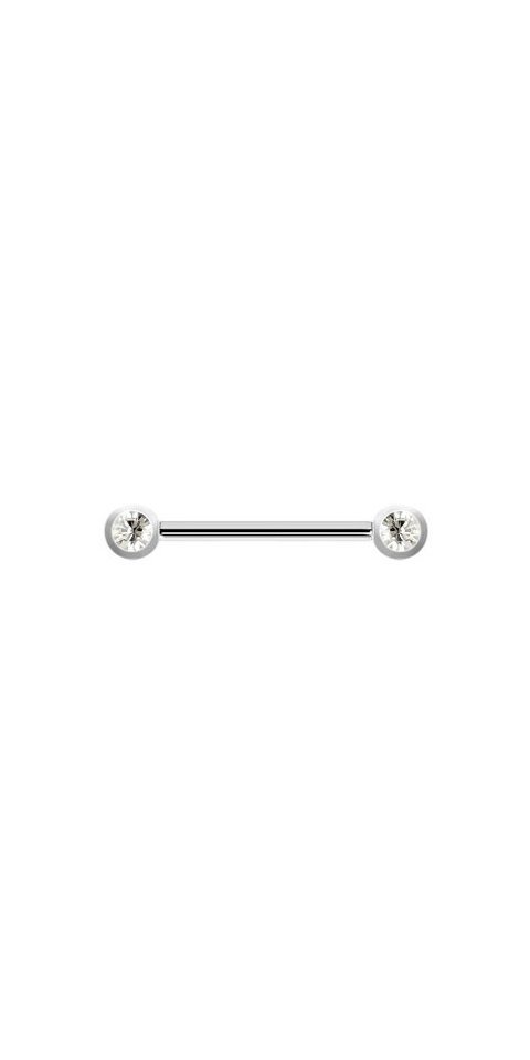 Karisma Brustwarzenpiercing Brustwarzen Brust Hantel Piercing Edelstahl 2 Kristall Steine Farbe Weiss JRB2S - 16.0 Millimeter von Karisma